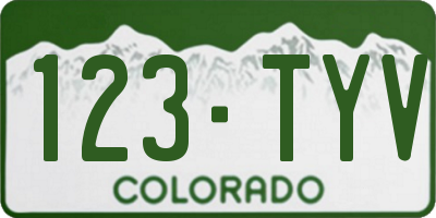 CO license plate 123TYV