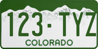 CO license plate 123TYZ