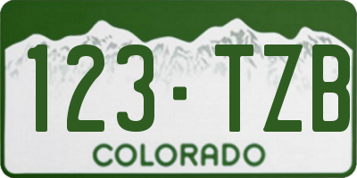 CO license plate 123TZB