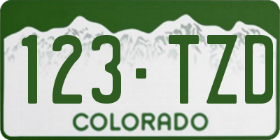 CO license plate 123TZD