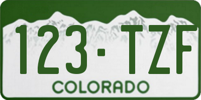 CO license plate 123TZF