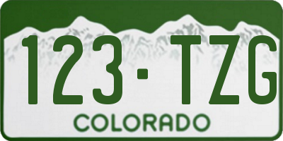 CO license plate 123TZG