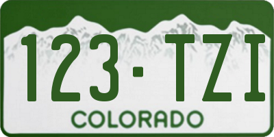 CO license plate 123TZI