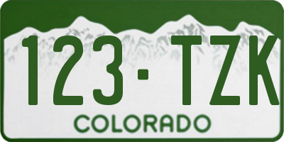 CO license plate 123TZK