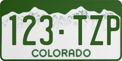 CO license plate 123TZP