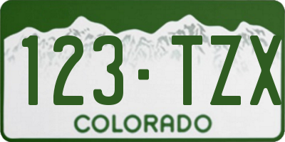 CO license plate 123TZX