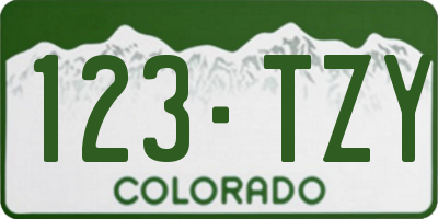 CO license plate 123TZY