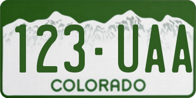 CO license plate 123UAA