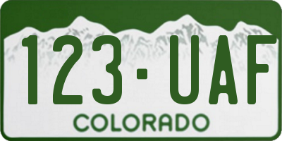 CO license plate 123UAF