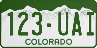 CO license plate 123UAI