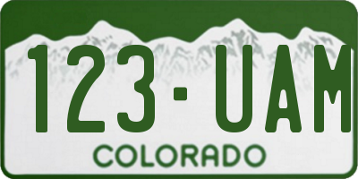 CO license plate 123UAM