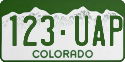 CO license plate 123UAP