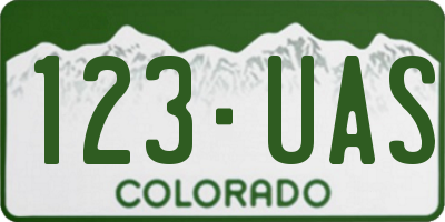 CO license plate 123UAS