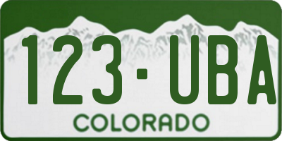 CO license plate 123UBA