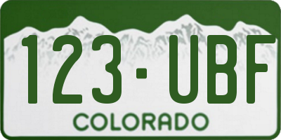 CO license plate 123UBF