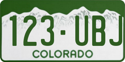 CO license plate 123UBJ