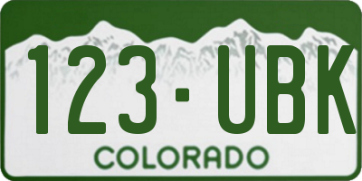 CO license plate 123UBK