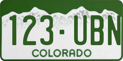 CO license plate 123UBN