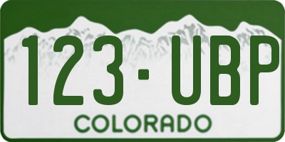 CO license plate 123UBP
