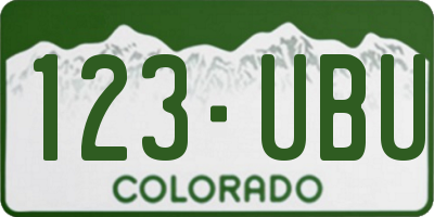 CO license plate 123UBU