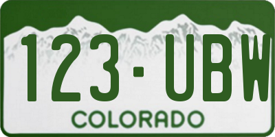 CO license plate 123UBW