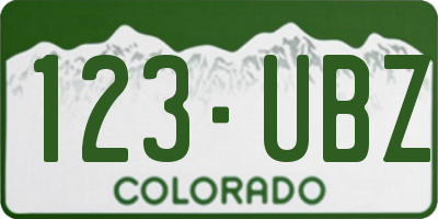 CO license plate 123UBZ