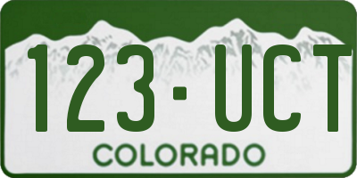 CO license plate 123UCT