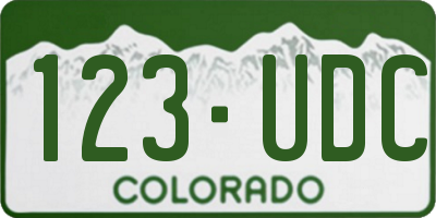 CO license plate 123UDC