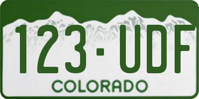 CO license plate 123UDF