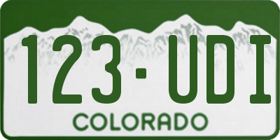 CO license plate 123UDI