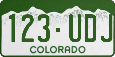 CO license plate 123UDJ