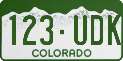 CO license plate 123UDK