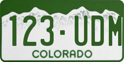 CO license plate 123UDM