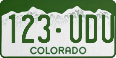 CO license plate 123UDU