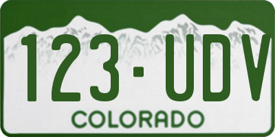 CO license plate 123UDV