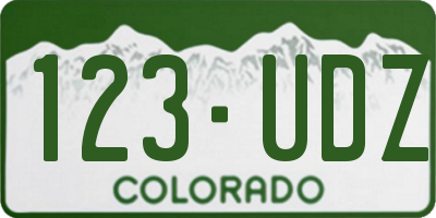CO license plate 123UDZ