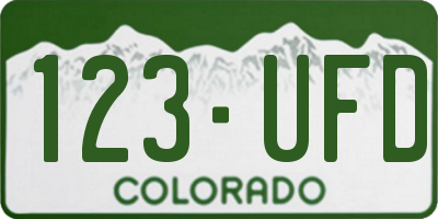 CO license plate 123UFD