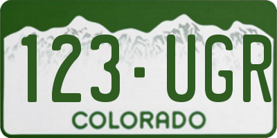 CO license plate 123UGR