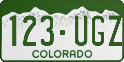 CO license plate 123UGZ