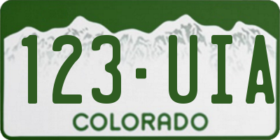 CO license plate 123UIA