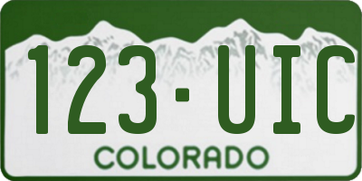 CO license plate 123UIC