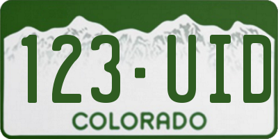 CO license plate 123UID