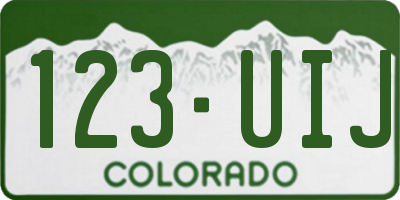 CO license plate 123UIJ
