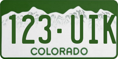 CO license plate 123UIK