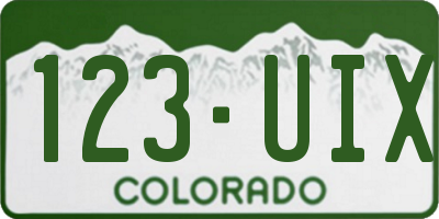 CO license plate 123UIX