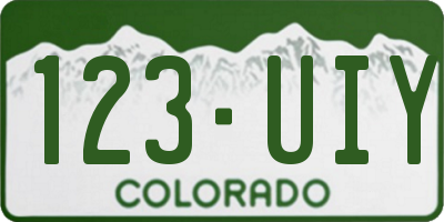 CO license plate 123UIY