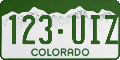 CO license plate 123UIZ