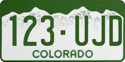 CO license plate 123UJD