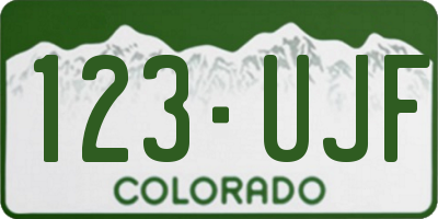 CO license plate 123UJF