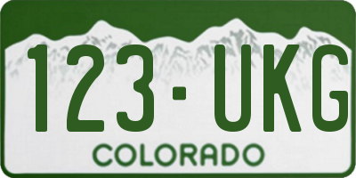 CO license plate 123UKG